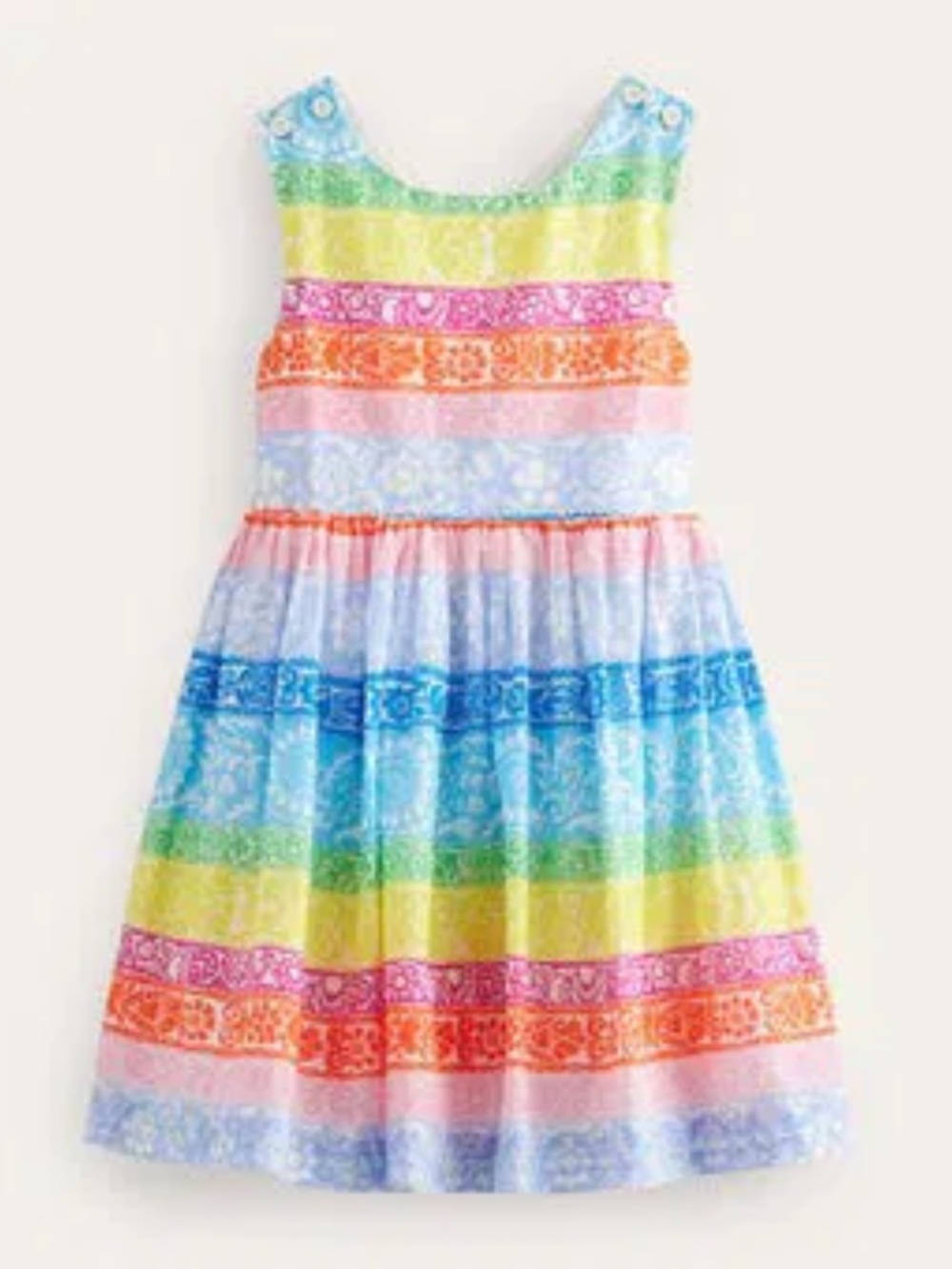 Mini Boden Girls Rainbow Lace Striped Sundress - Multicolor Size 3-4 YRS